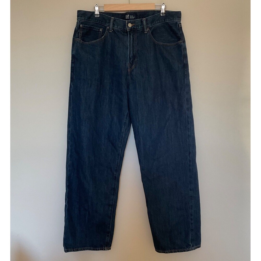 Gap Mens Jeans 36x32 SuperSoft Relaxed Dark indigo Blue Preppy Comfortable